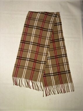 Cejon Tan Plaid Scarf with Red and Black Accents made in Italy